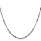 14K White Gold 3mm Diamond-cut Round Open Link Cable with Lobster Clasp Chain