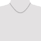 14K White Gold 3mm Diamond-cut Round Open Link Cable with Lobster Clasp Chain