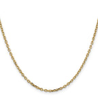 14K 2.2mm Diamond-cut Round Open Link Cable with Lobster Clasp Chain