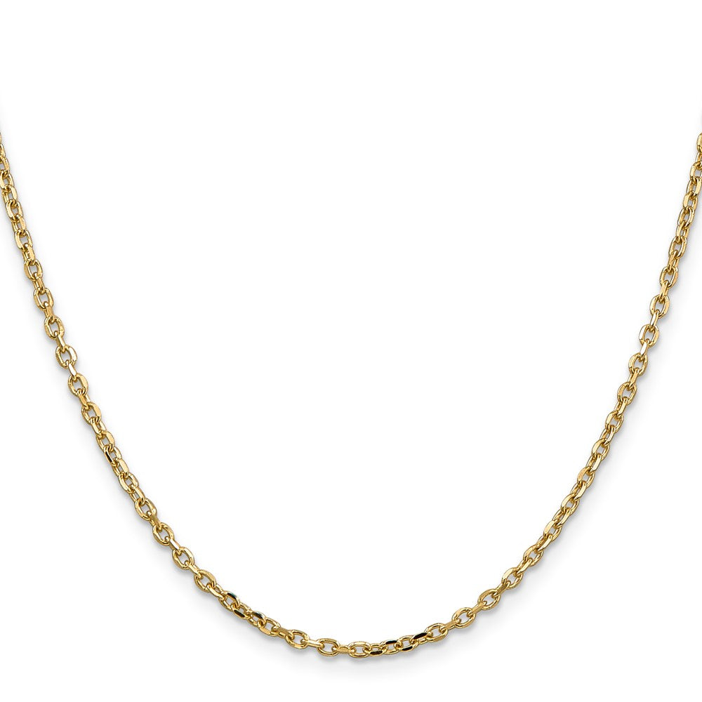 14K 2.2mm Diamond-cut Round Open Link Cable with Lobster Clasp Chain