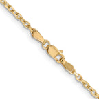14K 2.2mm Diamond-cut Round Open Link Cable with Lobster Clasp Chain