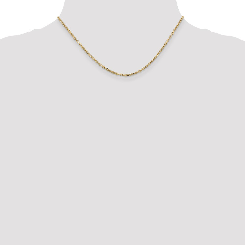 14K 2.2mm Diamond-cut Round Open Link Cable with Lobster Clasp Chain