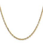 14K 3mm Diamond-cut Round Open Link Cable with Lobster Clasp Chain