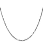 14K White Gold 2.4mm Round Open Link Cable with Lobster Clasp Chain