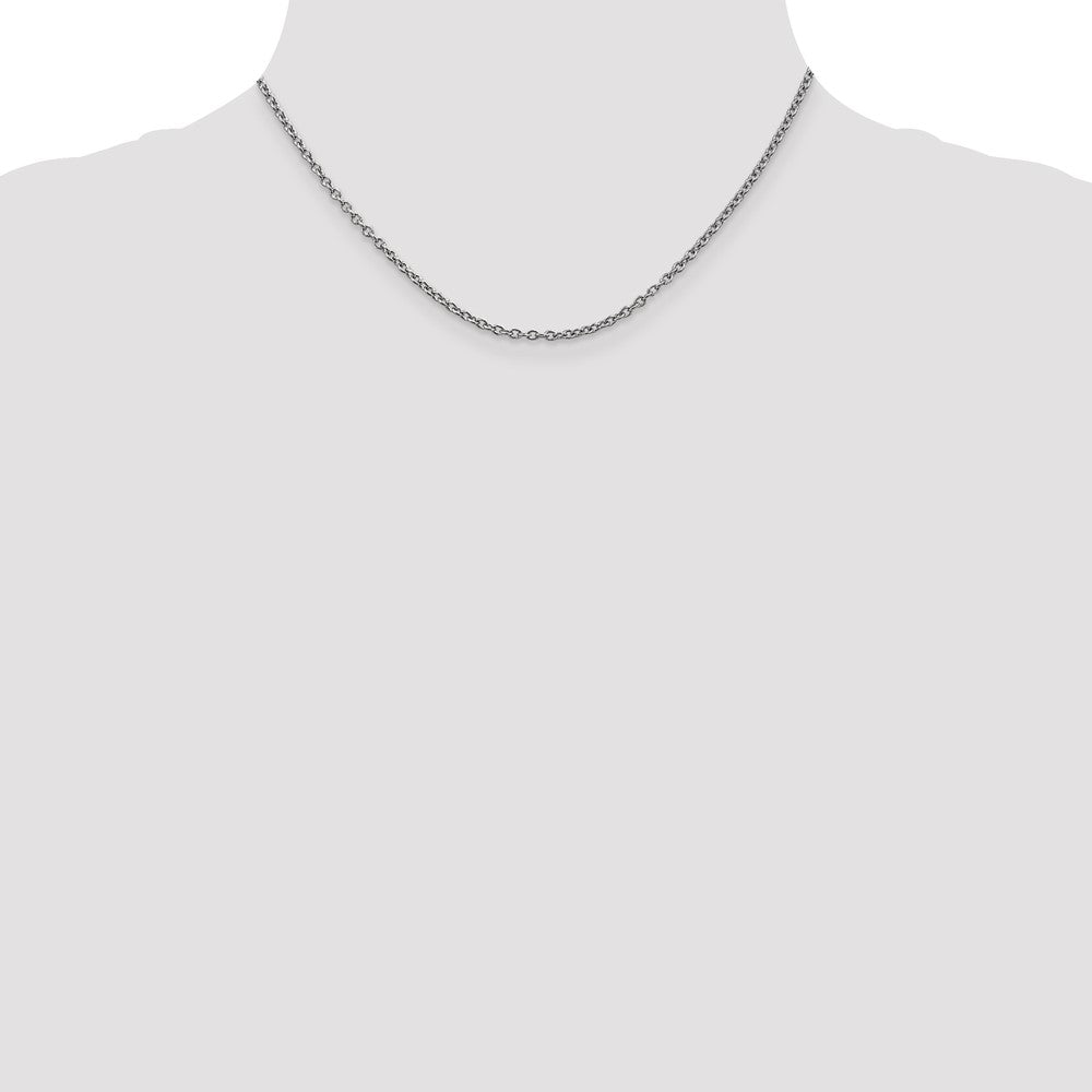 14K White Gold 2.4mm Round Open Link Cable with Lobster Clasp Chain