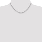 14K White Gold 3.2mm Round Open Link Cable with Lobster Clasp Chain