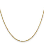 14K 2mm Round Open Link Cable with Lobster Clasp Chain
