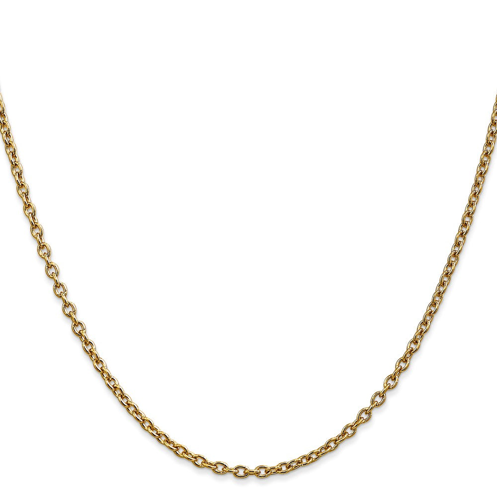 14K 2.4mm Round Open Link Cable with Lobster Clasp Chain