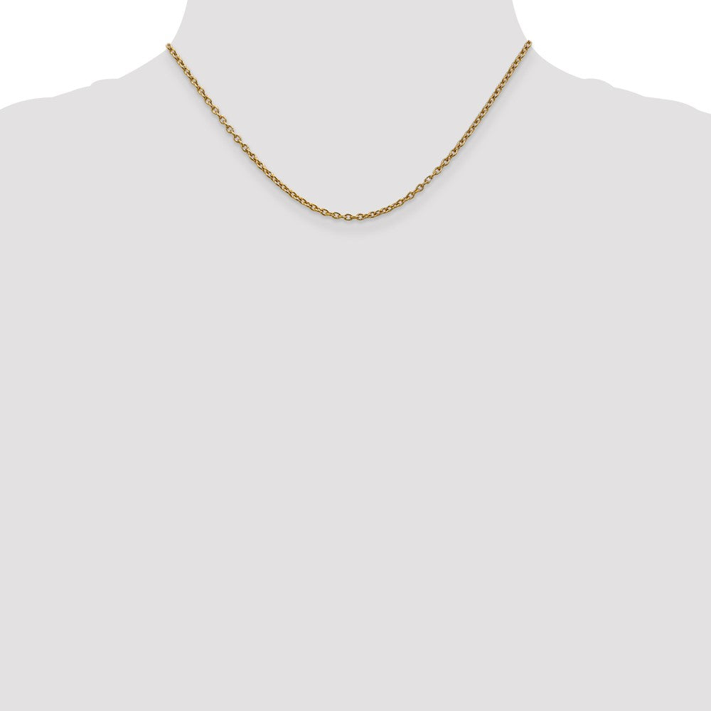 14K 2.4mm Round Open Link Cable with Lobster Clasp Chain