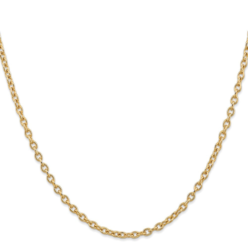 14K 3.2mm Round Open Link Cable with Lobster Clasp Chain
