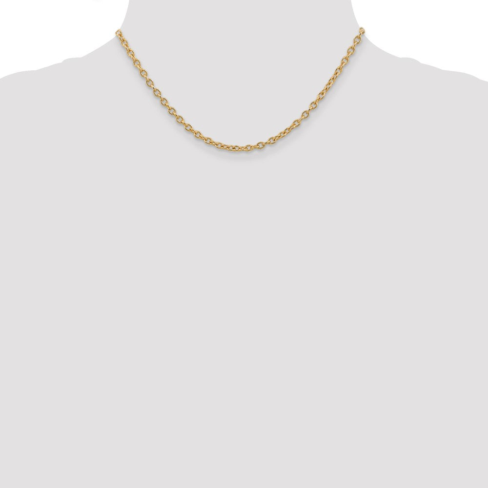 14K 3.2mm Round Open Link Cable with Lobster Clasp Chain