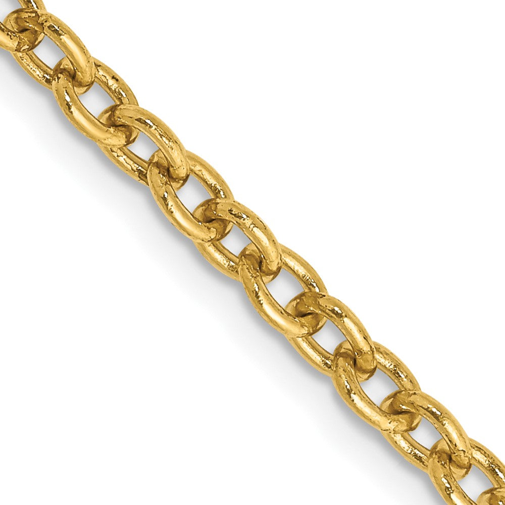 14K 3.2mm Round Open Link Cable with Lobster Clasp Chain
