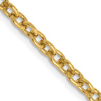 14K 3.2mm Round Open Link Cable with Lobster Clasp Chain