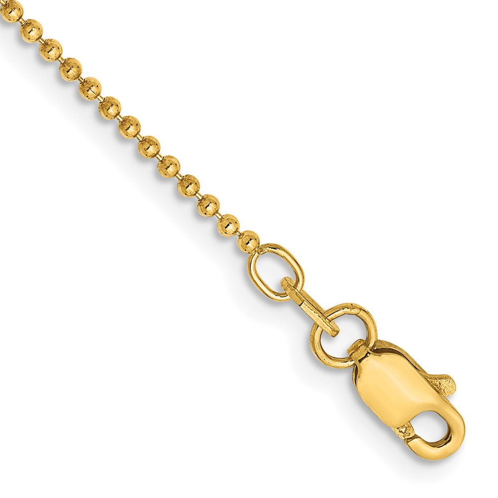 14K 1.2mm Diamond-cut Beaded with Lobter Clasp Anklet