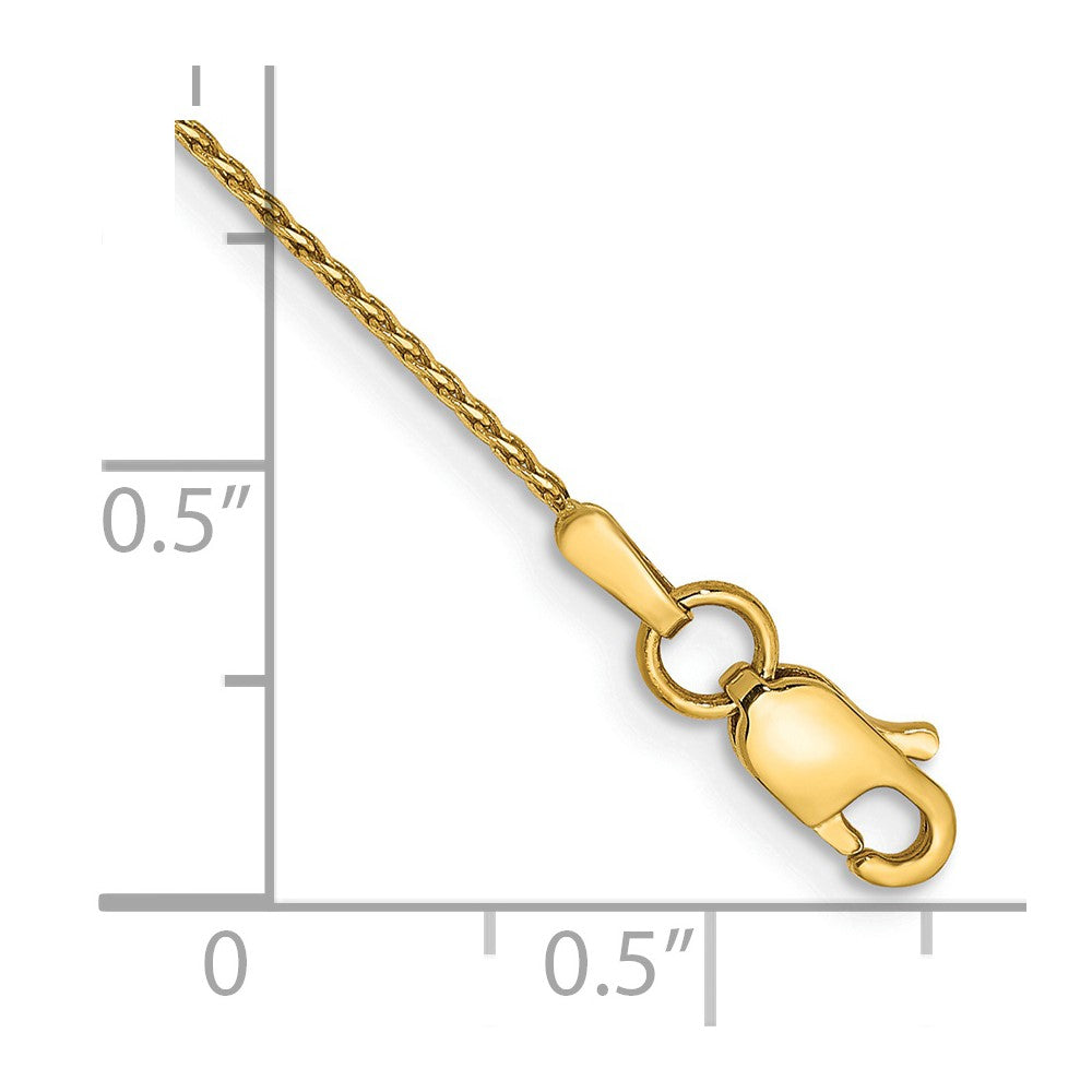 14K .8mm Diamond-cut Parisian Wheat with Lobster Clasp Anklet