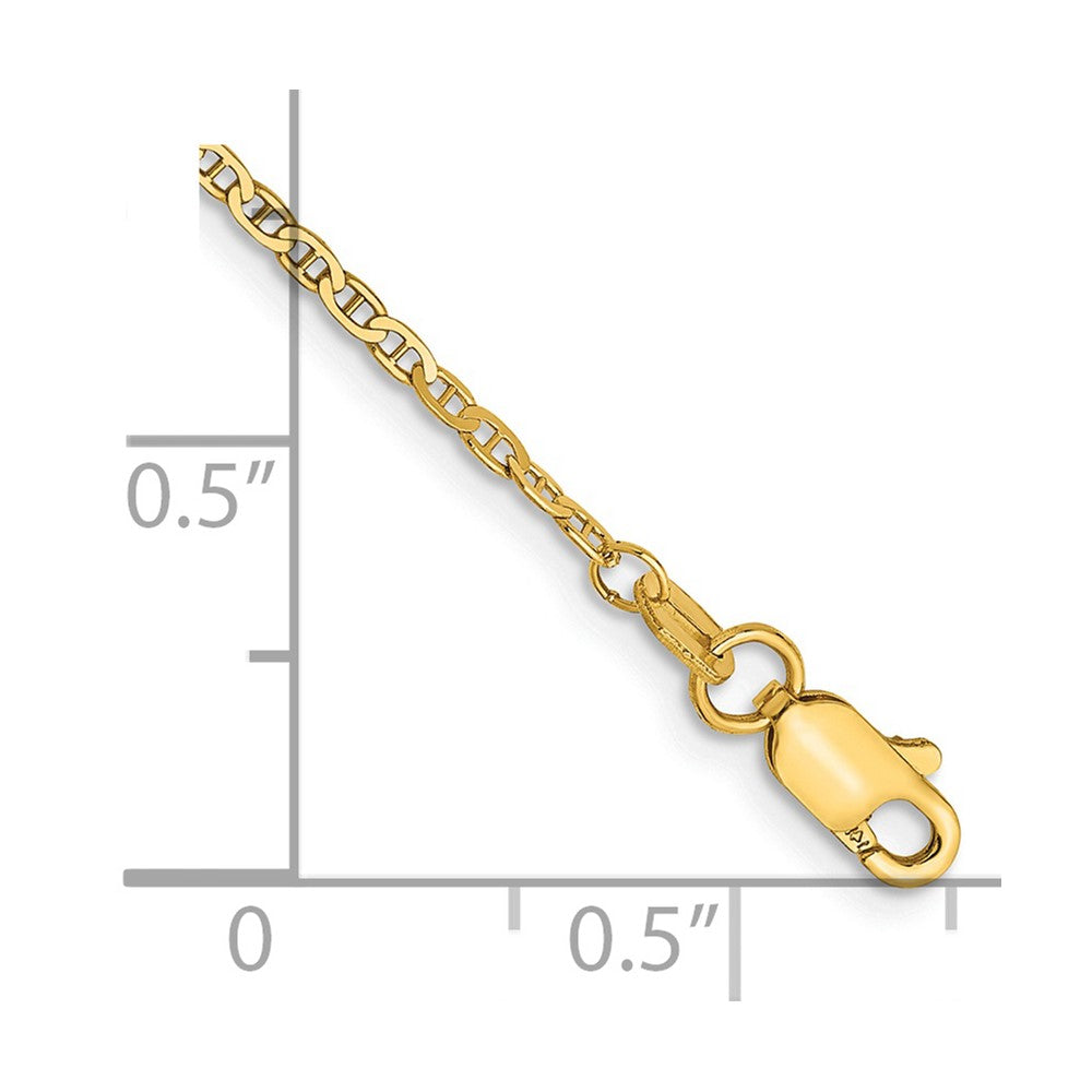 14K 1.5mm Lightweight Flat Anchor Link with Lobster Clasp Anklet