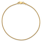 14K 1.4mm Round Open Link Cable with Lobster Clasp Anklet