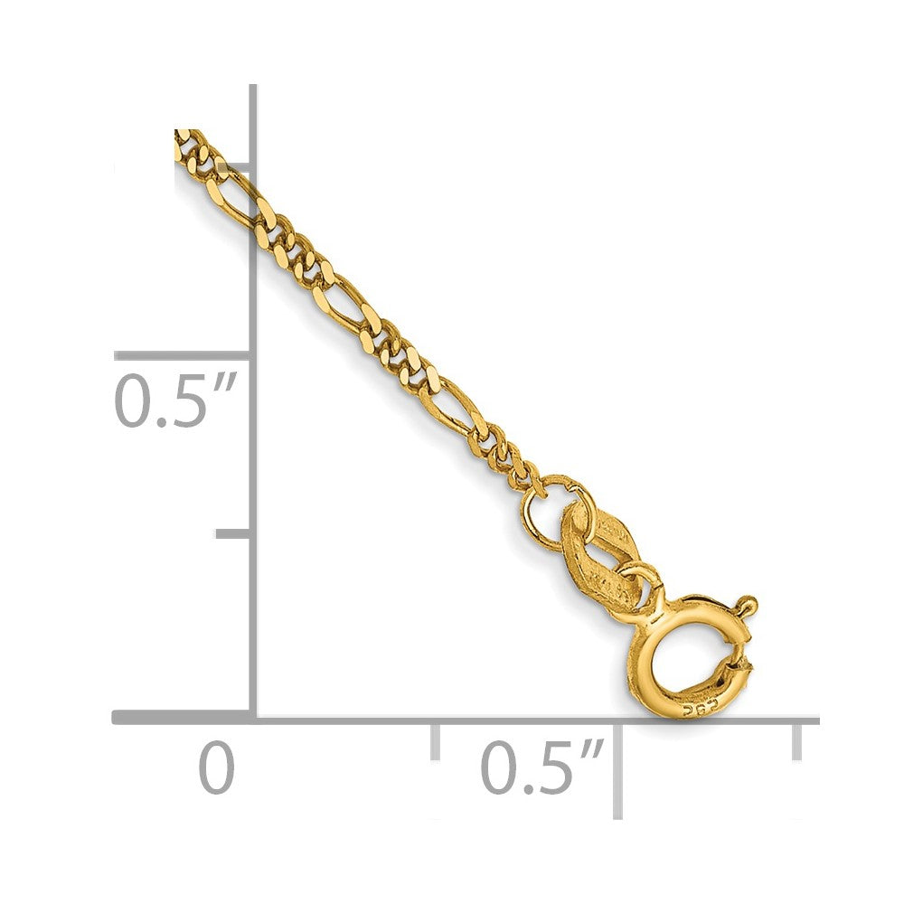 14K 1.25mm Flat Figaro with Spring Pendant Ring Pendant Bracelet