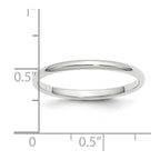 Platinum 2mm Half Round Wedding Band