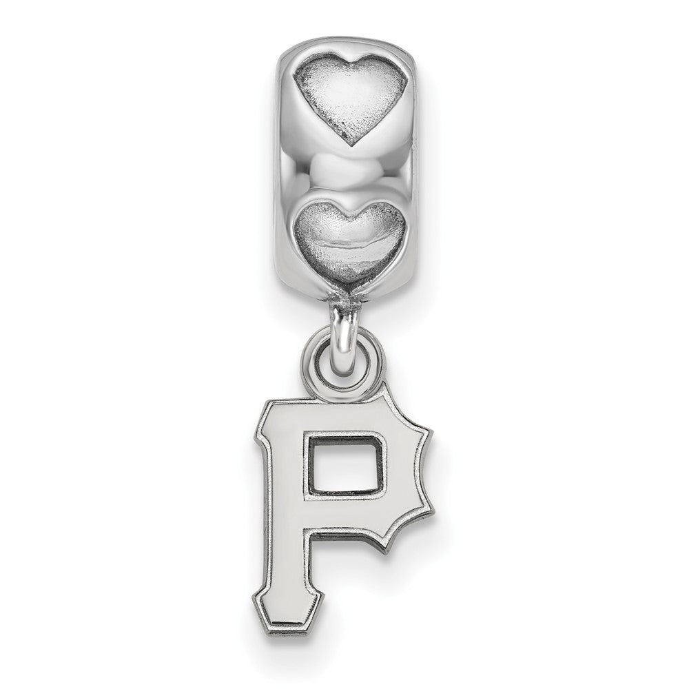Sterling Silver Rhodium-plated LogoArt Pittsburgh Pirates P on Heart Bead