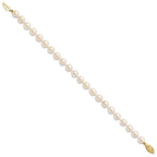 14k 6-7mm White Round Akoya Saltwater Cultured Pearl 7 inch Bracelet