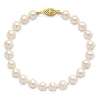 14k 6-7mm White Round Akoya Saltwater Cultured Pearl 7 inch Bracelet