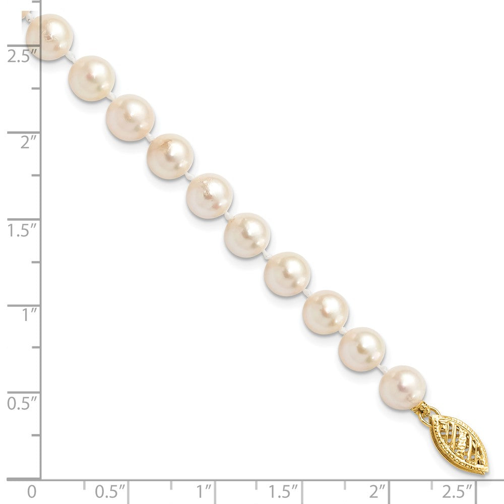 14k 6-7mm White Round Akoya Saltwater Cultured Pearl 7 inch Bracelet