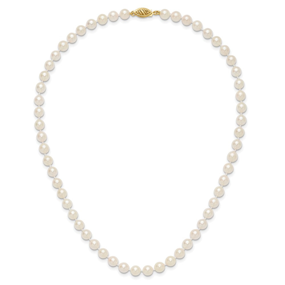 14k 6-7mm White Round Akoya Saltwater Cultured Pearl Necklace