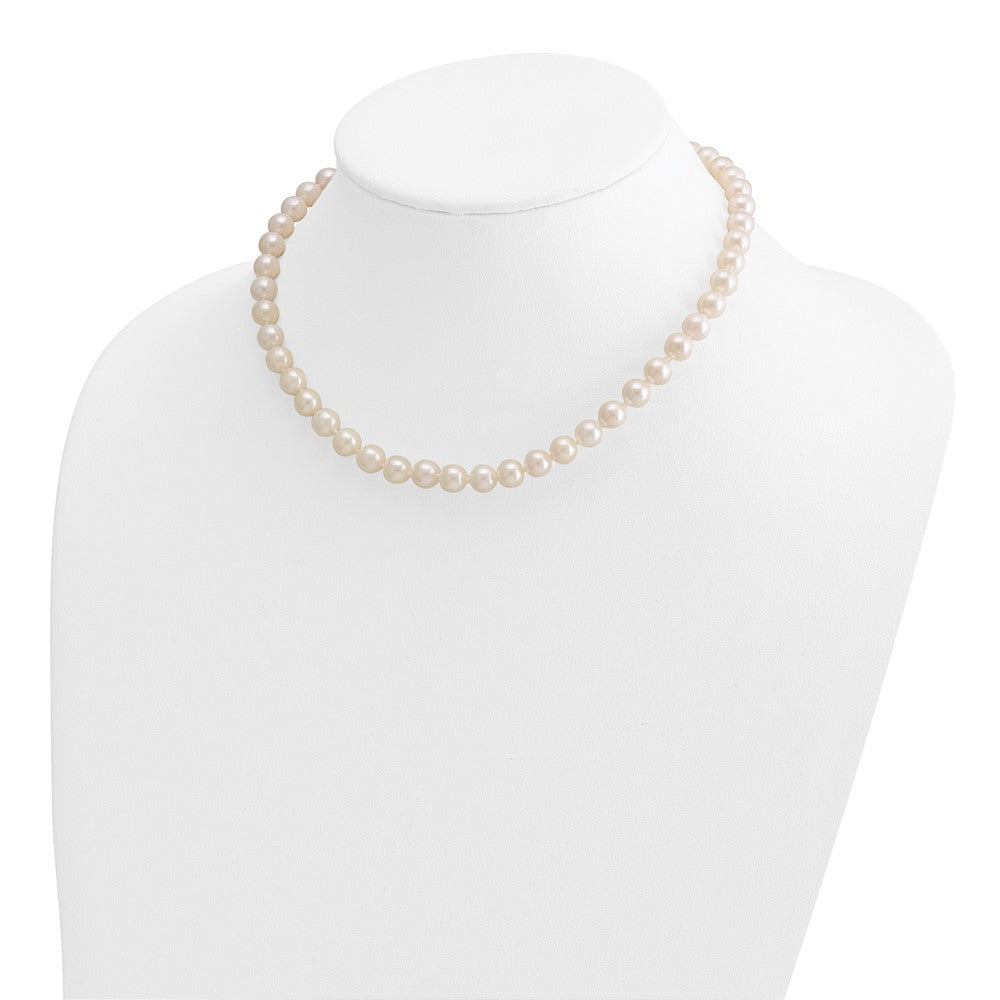 14k 7-8mm White Round Akoya Saltwater Cultured Pearl Necklace