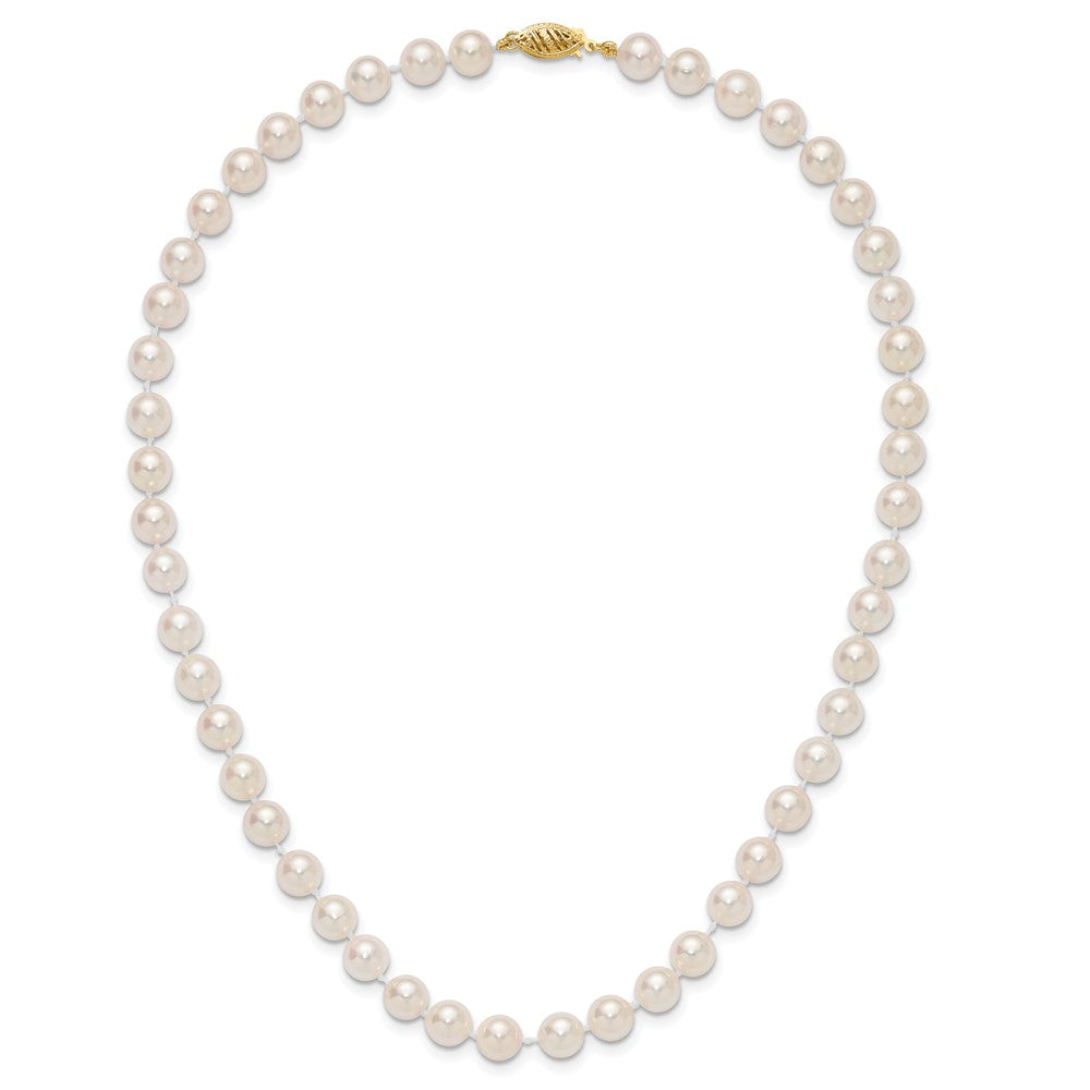 14k 7-8mm White Round Akoya Saltwater Cultured Pearl Necklace
