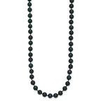 14k White Gold 5-6mm Black Round Akoya Saltwater Cultured Pearl Necklace