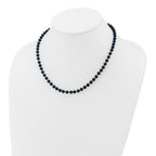 14k White Gold 5-6mm Black Round Akoya Saltwater Cultured Pearl Necklace