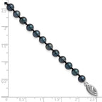 14k White Gold 5-6mm Black Round Akoya Saltwater Cultured Pearl 7 inch Bracelet