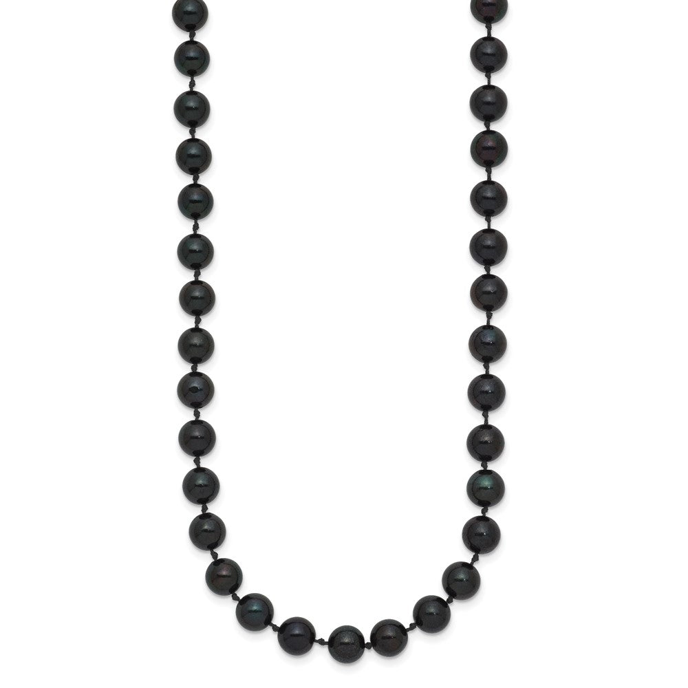 14k White Gold 6-7mm Black Round Akoya Saltwater Cultured Pearl Necklace