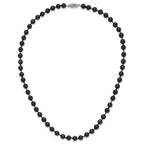 14k White Gold 6-7mm Black Round Akoya Saltwater Cultured Pearl Necklace