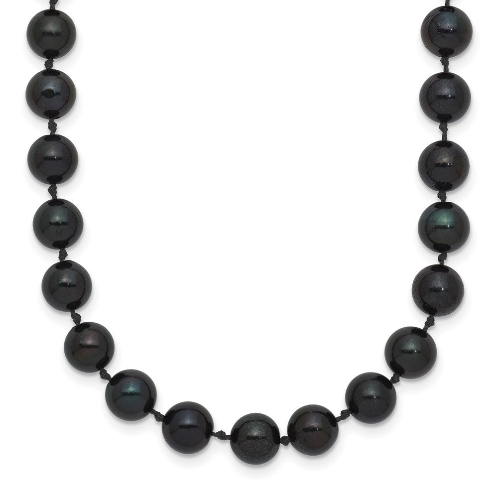 14k White Gold 6-7mm Black Round Akoya Saltwater Cultured Pearl Necklace