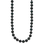 14k White Gold 7-8mm Black Round Akoya Saltwater Cultured Pearl Necklace