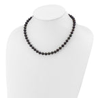 14k White Gold 7-8mm Black Round Akoya Saltwater Cultured Pearl Necklace