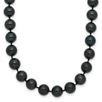14k White Gold 7-8mm Black Round Akoya Saltwater Cultured Pearl Necklace