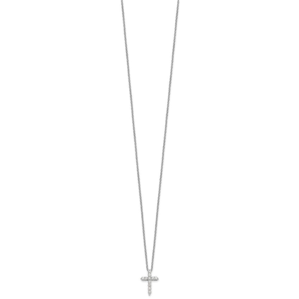 True Origin 14K White Gold 1/4 carat Lab Grown Diamond VS+ F+ Complete 18 in Cross Necklace