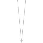 14k White Gold 1/4 carat Diamond Cross Pendant 18 inch Necklace