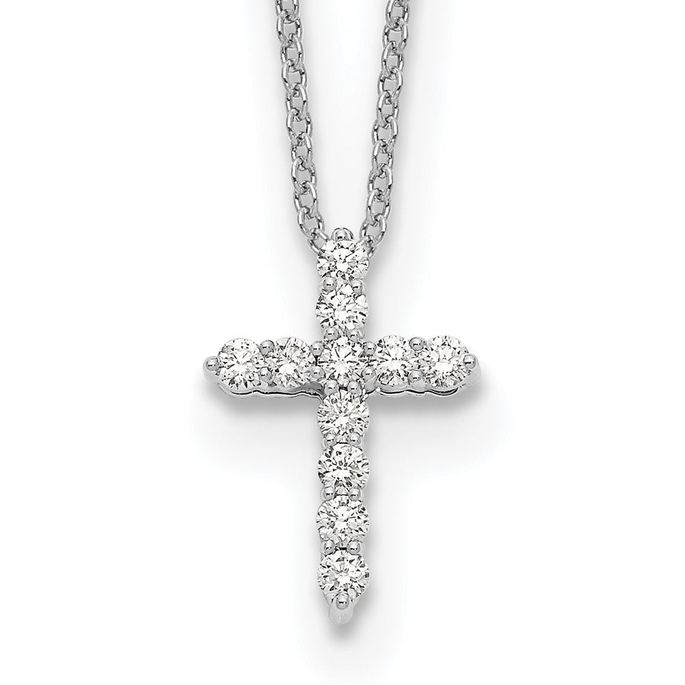 True Origin 14K White Gold 1/4 carat Lab Grown Diamond VS+ F+ Complete 18 in Cross Necklace
