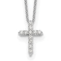14k White Gold 1/4 carat Diamond Cross Pendant 18 inch Necklace