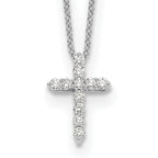 14k White Gold 1/4 carat Diamond Cross Pendant 18 inch Necklace
