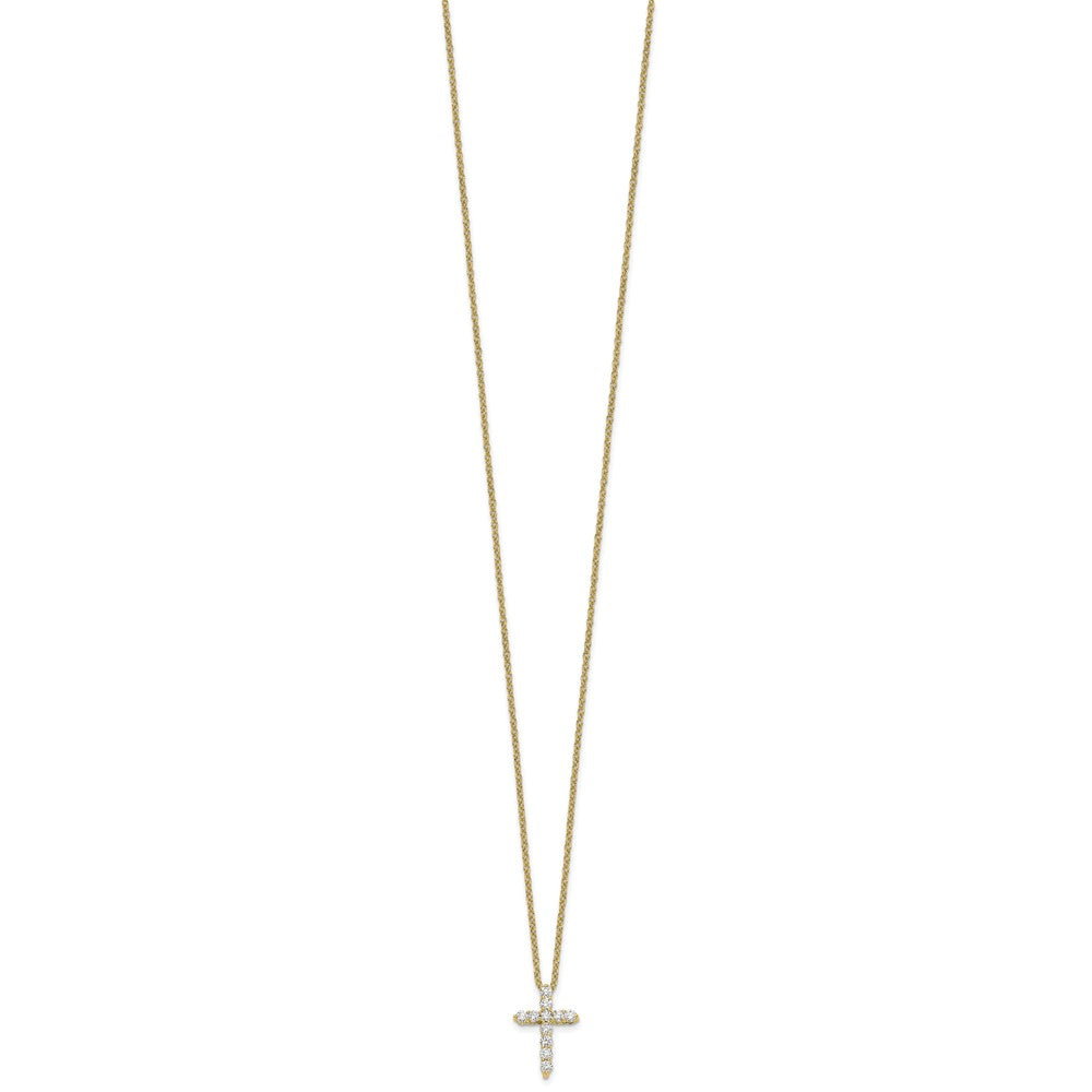 14k Polished 1/4 carat Diamond Cross Pendant 18 inch Necklace
