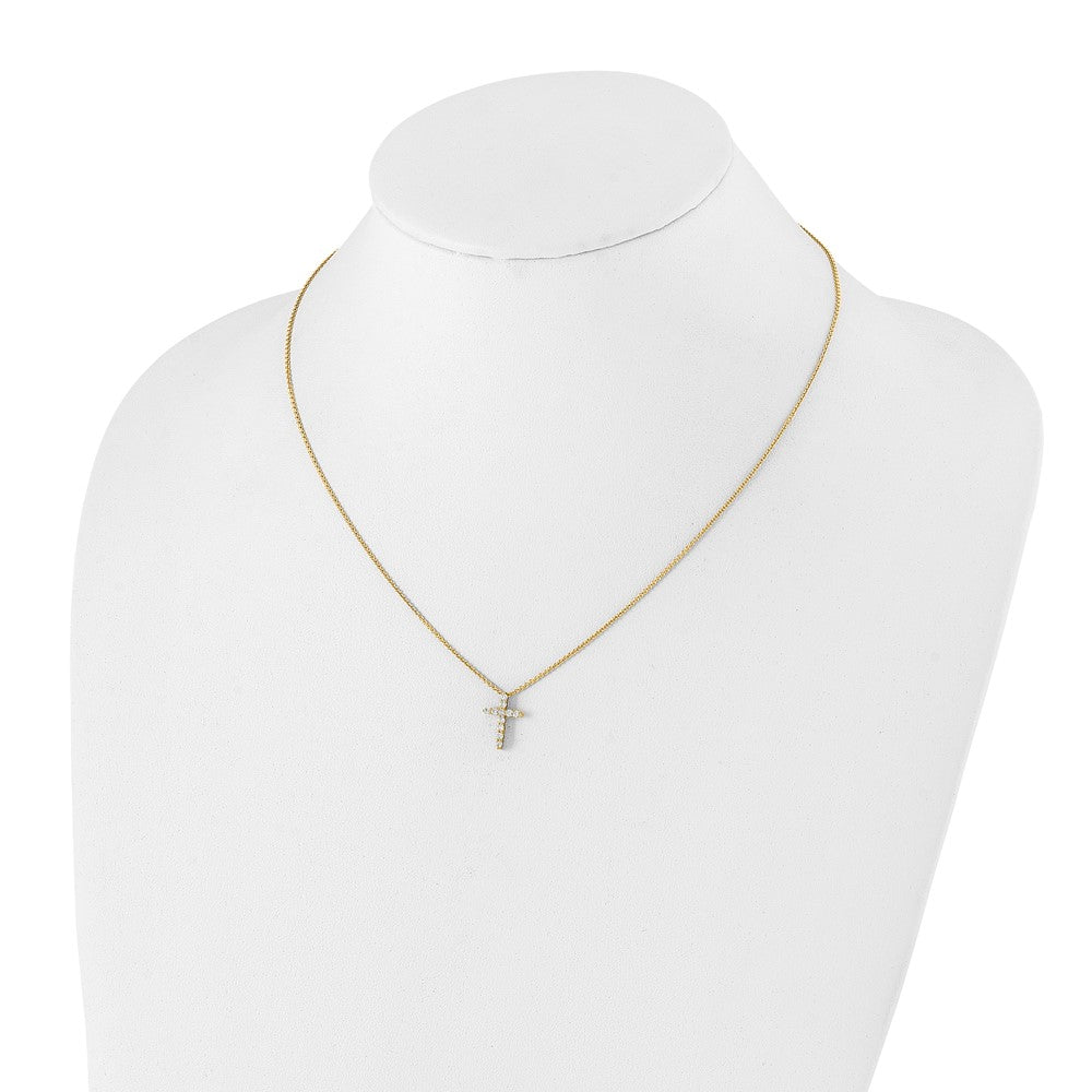 14k Polished 1/4 carat Diamond Cross Pendant 18 inch Necklace
