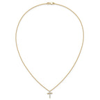 True Origin 14K Yellow Gold 1/4 carat Lab Grown Diamond VS+ F+ Complete 18 in Cross Necklace