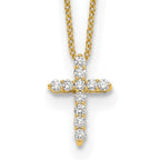 True Origin 14K Yellow Gold 1/4 carat Lab Grown Diamond VS+ F+ Complete 18 in Cross Necklace