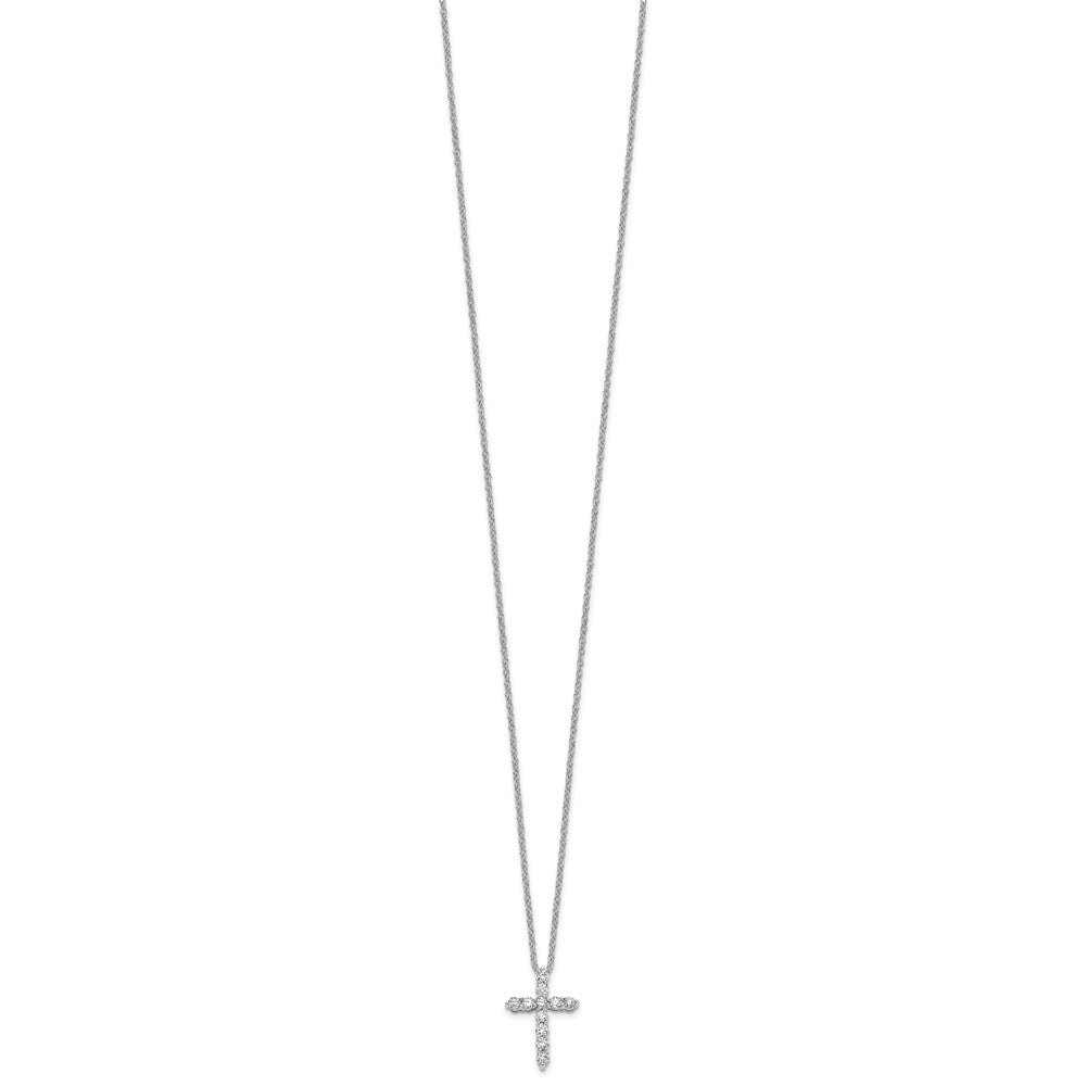 14k White Gold 1/3 carat Diamond Cross Pendant 18 inch Necklace