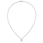 14k White Gold 1/3 carat Diamond Cross Pendant 18 inch Necklace
